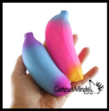 Rainbow Colored Squishy Sand Banana - Moldable Sensory, Stress, Squeeze Fidget Toy ADHD Special Needs Soothing