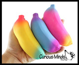 BULK - WHOLESALE - Rainbow Colored Squishy Sand Banana - Moldable Sensory, Stress, Squeeze Fidget Toy ADHD Special Needs Soothing