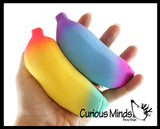 BULK - WHOLESALE - Rainbow Colored Squishy Sand Banana - Moldable Sensory, Stress, Squeeze Fidget Toy ADHD Special Needs Soothing