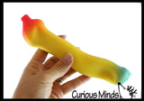Set of 2 Squishy Sand Bananas - Yellow and Colorful - Moldable Sensory, Stress, Squeeze Fidget Toy ADHD Special Needs Soothing