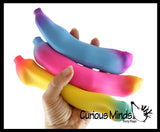 BULK - WHOLESALE - Rainbow Colored Squishy Sand Banana - Moldable Sensory, Stress, Squeeze Fidget Toy ADHD Special Needs Soothing