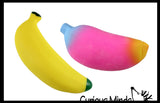 Set of 2 Squishy Sand Bananas - Yellow and Colorful - Moldable Sensory, Stress, Squeeze Fidget Toy ADHD Special Needs Soothing