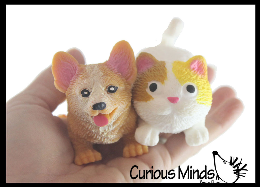 2 Pets - Cat and Dog Stretchy Sand Filled - Kitty Doggy Lover Sensory Fidget Toy Weighted