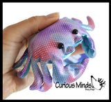 6 Ocean Animal Set -  Sand Filled Animal Toy - Seahorse, Crab, Turtle, Stingray, Dolphin, Frog - Heavy Weighted Sandbag Animal Plush Bean Bag Toss - Shimmering Glitter