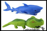 Set of 2 Sand Filled Squishy Animals - Dinosaur and Shark - Moldable Sensory, Stress, Squeeze Fidget Toy ADHD Special Needs Soothing Ocean Animal Dino