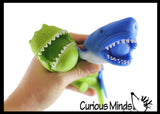 Set of 2 Sand Filled Squishy Animals - Dinosaur and Shark - Moldable Sensory, Stress, Squeeze Fidget Toy ADHD Special Needs Soothing Ocean Animal Dino