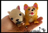 Set of 2 Different Breed Stretchy Dogs - Corgi and Bulldog -  Crushed Bead Sand Filled - Doggy Lover Sensory Fidget Toy Weighted