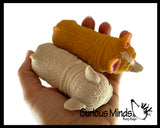 Set of 2 Different Breed Stretchy Dogs - Corgi and Bulldog -  Crushed Bead Sand Filled - Doggy Lover Sensory Fidget Toy Weighted