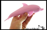 Set of 2 Sand Filled Squishy Animals - Dolphin and Shark - Moldable Sensory, Stress, Squeeze Fidget Toy ADHD Special Needs Soothing Ocean Animal