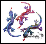 Lizard Sand Filled Animal Toy - Heavy Weighted Sandbag Animal Plush Bean Bag Toss - Shimmering Glitter Gecko