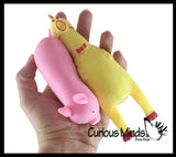 2 Sand Animals - Pig and Chicken - Sand Filled Squishy - Rubber Chicken Moldable Sensory, Stress, Squeeze Fidget Toy ADHD Special Needs Soothing