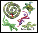 5 Reptile Set -  Sand Filled Animal Toy - Snake, Turtle, Lizard, Alligator, Frog - Heavy Weighted Sandbag Animal Plush Bean Bag Toss - Shimmering Glitter