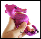 6 Ocean Animal Set -  Sand Filled Animal Toy - Seahorse, Crab, Turtle, Stingray, Dolphin, Frog - Heavy Weighted Sandbag Animal Plush Bean Bag Toss - Shimmering Glitter