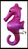 Seahorse Sand Filled Animal Toy - Heavy Weighted Sandbag Animal Plush Bean Bag Toss - Shimmering Glitter