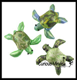 Set of 5 Turtle Sand Filled Animal Toy - Heavy Weighted Sandbag Animal Plush Bean Bag Toss - Shimmering Glitter