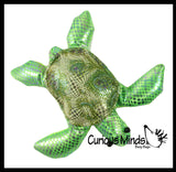 Turtle Sand Filled Animal Toy - Heavy Weighted Sandbag Animal Plush Bean Bag Toss - Shimmering Glitter