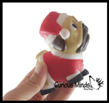 Pug Dog Santa Slow Rise Squishy Toy - Memory Foam Squish Stress Ball - Winter Christmas