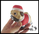Pug Dog Santa Slow Rise Squishy Toy - Memory Foam Squish Stress Ball - Winter Christmas