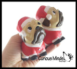 Pug Dog Santa Slow Rise Squishy Toy - Memory Foam Squish Stress Ball - Winter Christmas