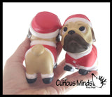 Pug Dog Santa Slow Rise Squishy Toy - Memory Foam Squish Stress Ball - Winter Christmas