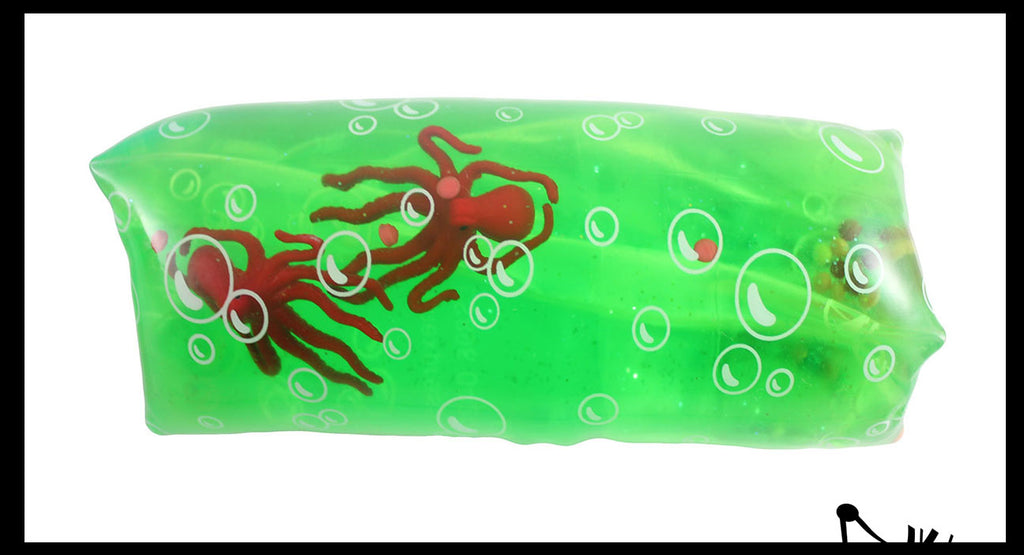 Jumbo Colorful Sealife Animal Water Filled Tube Snake Stress Toy - Squishy Wiggler Sensory Fidget Ball