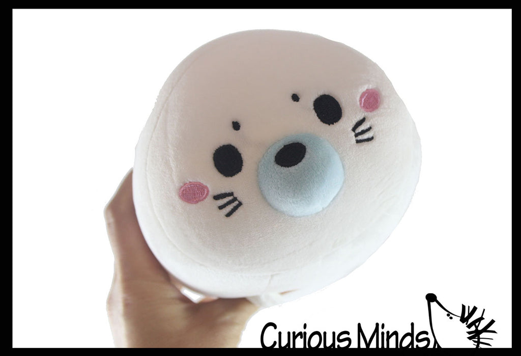 Chubby Plush Harp Seal Stuffed Animal Toy - Soft Squishy Roll Animal