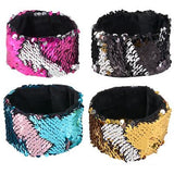 LAST CHANCE - LIMITED STOCK - - Wide Bracelet with Mermaid 2 Color Reversible Sequin Scales - Cuff Jewelry Sensory Fidget Toy