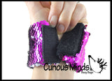 LAST CHANCE - LIMITED STOCK - - Wide Bracelet with Mermaid 2 Color Reversible Sequin Scales - Cuff Jewelry Sensory Fidget Toy
