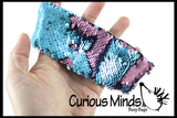 LAST CHANCE - LIMITED STOCK - - Wide Bracelet with Mermaid 2 Color Reversible Sequin Scales - Cuff Jewelry Sensory Fidget Toy