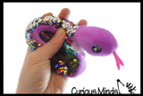 Plush Snake 15" with Mermaid 2 Color Reversible Sequin Scales -  Stuffed Sensory Fidget Toy