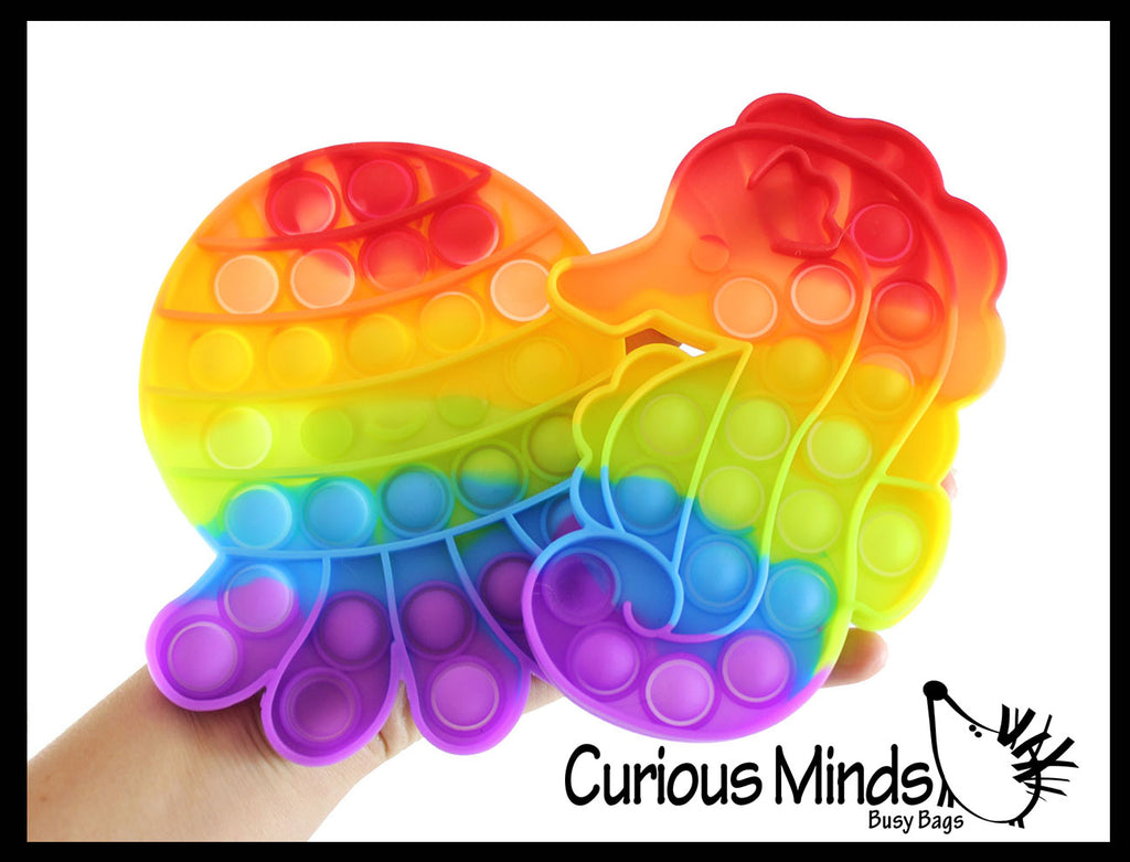 BULK - WHOLESALE - SALE - Octopus and Seahorse Rainbow Ocean Animal Theme Bubble Pop Game - Silicone Push Poke Bubble Wrap Fidget Toy - Press Bubbles to Pop - Bubble Popper Sensory Stress Toy