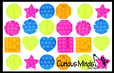 BULK - WHOLESALE - SALE - Mini 3" Geometric Shapes Bubble Pop Fidget Toy - Silicone Push Poke Bubble Wrap Fidget Toy - Press Bubbles to Pop the Bubbles Down - Bubble Popper Sensory Stress Toy