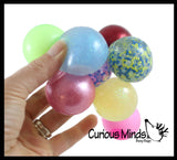 8 Mini Stress Balls - 4 Different Styles  - Glitter, Metallic, Confetti, Glow in Dark 1.5"  Stress Ball - Ceiling Sticky Glob Balls - Squishy Gooey Shape-able Squish Sensory Squeeze Balls