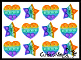 Rainbow Mini 3" Heart and Star Shapes Bubble Pop Fidget Toy - Silicone Push Poke Bubble Wrap Fidget Toy - Press Bubbles to Pop the Bubbles Down - Bubble Popper Sensory Stress Toy