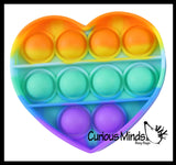 BULK - WHOLESALE - Rainbow Mini 3" Heart and Star Shapes Bubble Pop Fidget Toy - Silicone Push Poke Bubble Wrap Fidget Toy - Press Bubbles to Pop the Bubbles Down - Bubble Popper Sensory Stress Toy