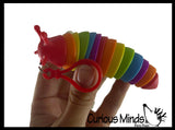 Slug Caterpillar Family - 1 Caterpillar and 2 Fidget Slug on Clip - Articulated Jointed Moving Slug Toy - Unique Rainbow