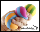 BULK -Set of 24 Balls - 1.75" Doh Filled Stress Balls - Assortment of Rainbow, Striped, Spikey - Glob Balls - Squishy Gooey Shape-able Squish Sensory Squeeze Balls