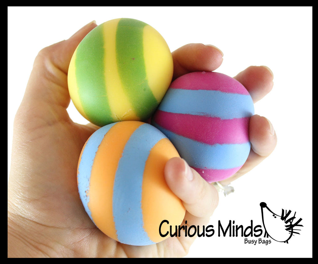 BULK - WHOLESALE - SALE -  1.75" Striped Doh Filled Stress Ball - Glob Balls - Squishy Gooey Shape-able Squish Sensory Squeeze Balls