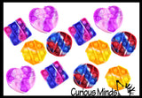 BULK - WHOLESALE - SALE -  Small Tie Dye 3" Geometric Shapes Bubble Pop Fidget Toy - Silicone Push Poke Bubble Wrap Fidget Toy - Press Bubbles to Pop the Bubbles Down - Bubble Popper Sensory Stress Toy