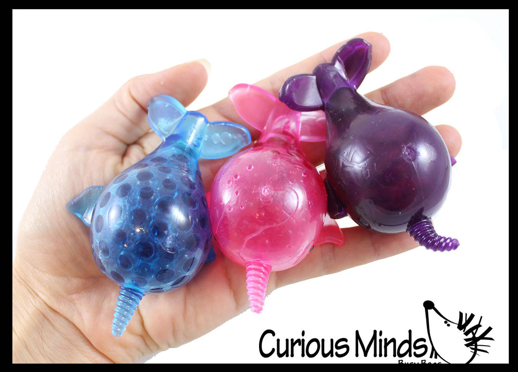 Colored Narwhal Water Bead Filled Squeeze Stress Ball  -  Sensory, Stress, Fidget Toy
