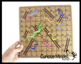 Wooden Snakes and Ladders Game - Classic Children's Board Game - Educational Counting Game - Easy Kids Game