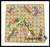 Wooden Snakes and Ladders Game - Classic Children's Board Game - Educational Counting Game - Easy Kids Game