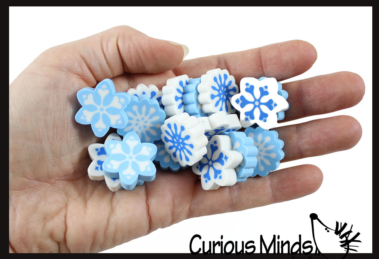 72 (6 Dozen) Snowflake Mini Erasers - Novelty and Functional