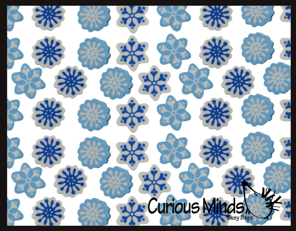 72 (6 Dozen) Snowflake Mini Erasers - Novelty and Functional Adorable Eraser Novelty Treasure Prize, School Classroom Supply, Math Counters - Sorting - Party Favor