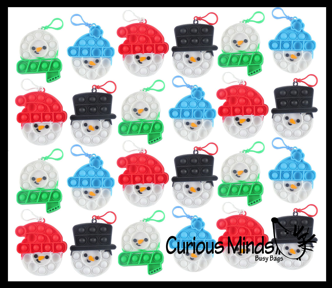 Set of 2 Cute Christmas Bubble Poppers - Snowman and Snowflake - Fidget Toy - Fun Party Favor Toy - Winter Holiday (Random Colors)