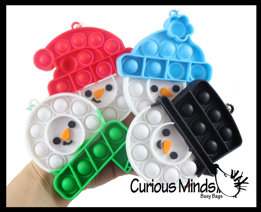 LAST CHANCE - LIMITED STOCK - CLEARANCE SALE - Cute Small Holiday Snowman on Clip Festive Bubble Popper Fidget Toy - Fun Party Favor Toy - Christmas Winter