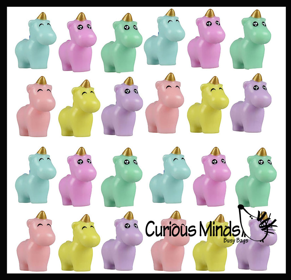 24 Cute Unicorn Figurines - Mini Toys - Soft and Squishy - Small Novelty Prize Toy - Party Favors - Gift - Bulk 2 Dozen