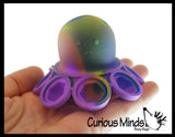 Set of 2 Octopus Fidgets - Soft & Hard Shell Octopus Bubble Pop Flip Fidget Spinner Toy - Happy and Sad Silicone Push Poke Bubble Wrap Fidget Toy - Press Bubbles to Pop the Bubbles Down Then Flip it over and Do it Again - Bubble Popper Sensory Stress Toy