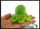 Set of 2 Octopus Fidgets - Soft & Hard Shell Octopus Bubble Pop Flip Fidget Spinner Toy - Happy and Sad Silicone Push Poke Bubble Wrap Fidget Toy - Press Bubbles to Pop the Bubbles Down Then Flip it over and Do it Again - Bubble Popper Sensory Stress Toy