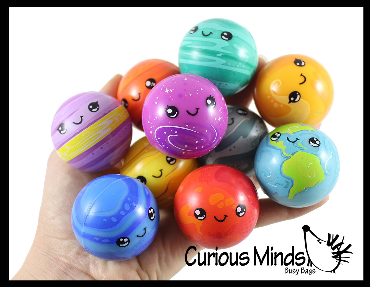 Cute Solar System Bouncy Ball Toy Set - Educational Learning Toy - Outer Space Planets